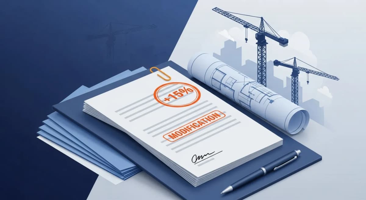 Avenant marché public BTP : plafonds 2026, procédure et modèle